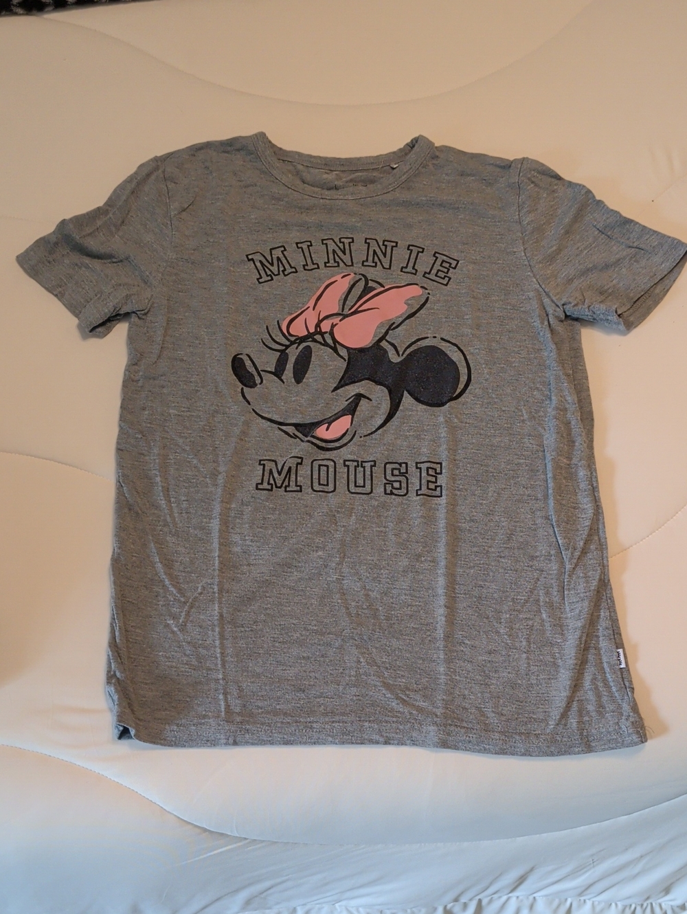 Little Sleepies Grey Minnie Mouse Tee with Pink Bow Graphic
